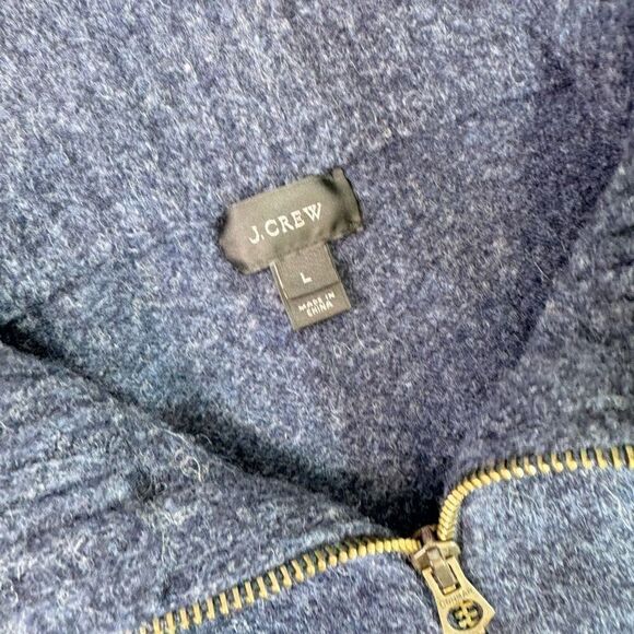 J Crew Sweater Mens Large Navy Blue 100% Lambswool Quarter Zip Preppy Solid - Picture 3 of 10